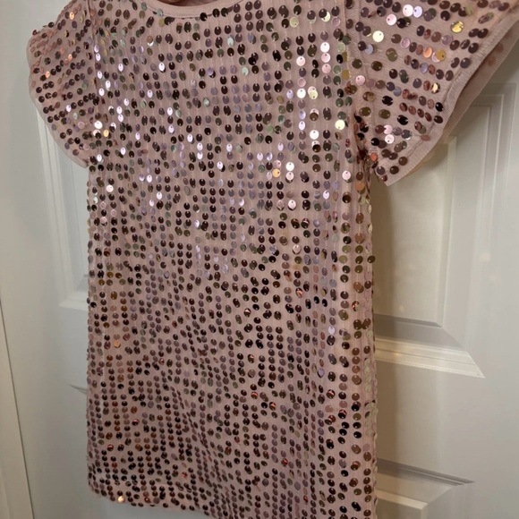 Wonder Nation Girls  Pink Sequin Shift Dress XS 4/5 Short Sleeve Lined - Picture 2 of 6